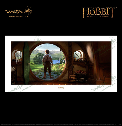 An Unexpected Journey* Art print by Weta Workshop Conceptual Designer Gus Hunter 100 signed (US$60) and 400 unsigned (US$50) copies available at San Diego Comic-Con Limit 2 per person. *Note there will be additional copies available at www.wetaNZ.com in October 2012