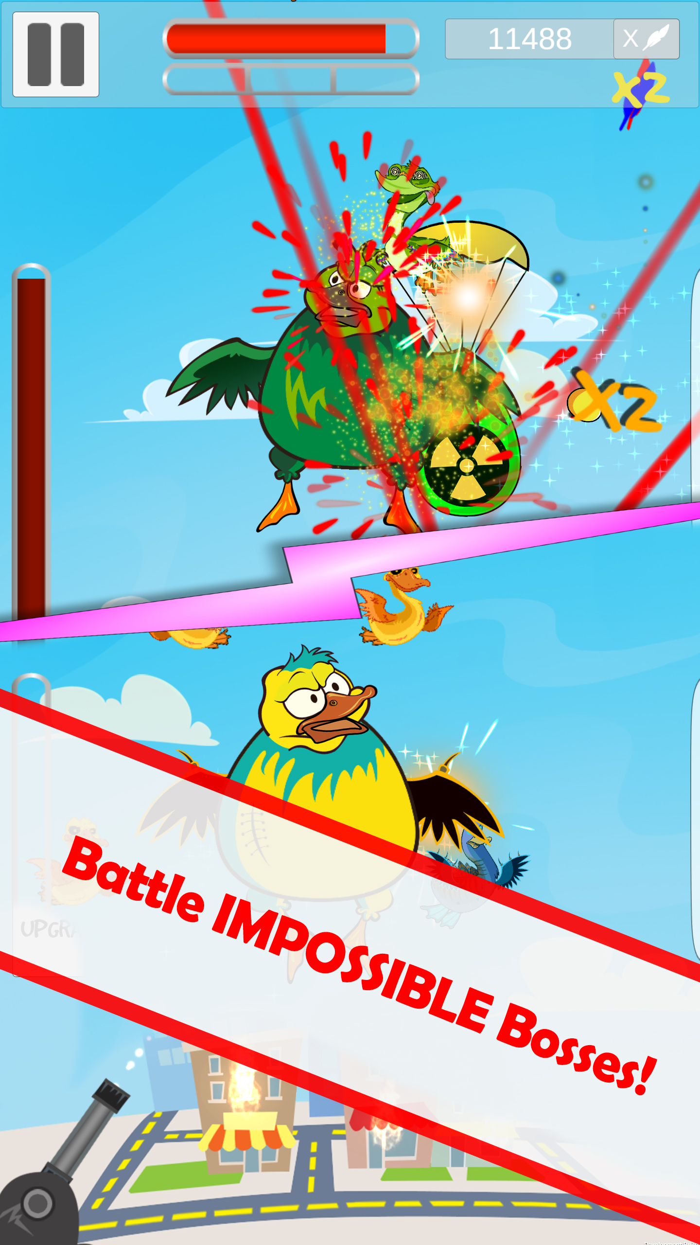 Mutant Duck Invasion Battle impossible bosses.